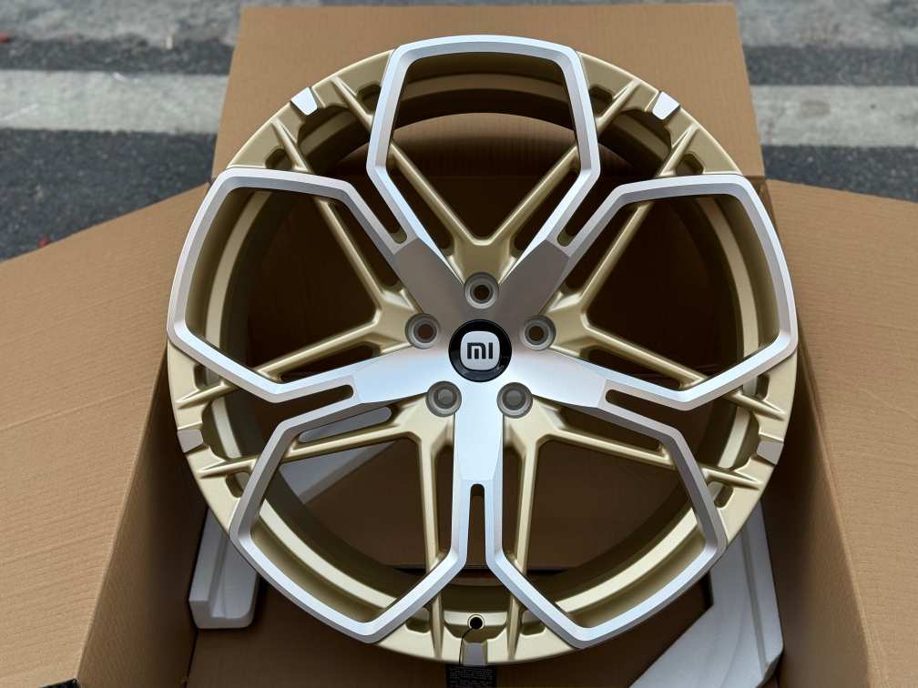 Кованые диски Ju-Tuning 1831 шампань-золото R19–R21 5x114.3 на Tesla 3/Y, BYD, Zeekr
